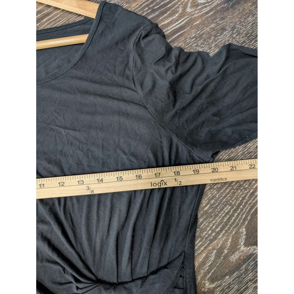 J Jill Wearever Collection‎ Dress Womens Large Black Stretch Drape Knot Midi - Picture 7 of 8
